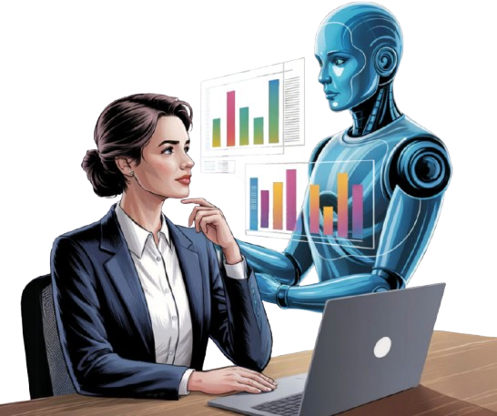 lady and robot removebg transparent